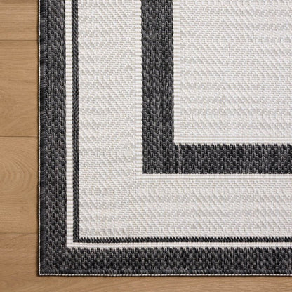 Borders Outdoor Rug - Ivory & Onyx