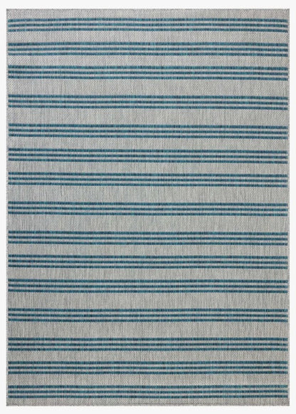 Stripes Outdoor Rug - Teal & Fog