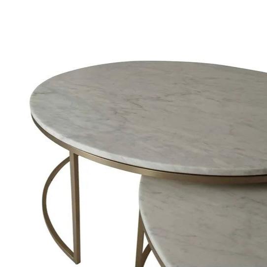 Elle Nest of Coffee Tables – Gold Base & White Marble