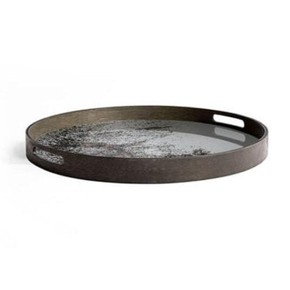 Tray - Round Aged Mirror, Large