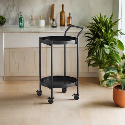 Hugo Round Drinks Trolley - Matte Black