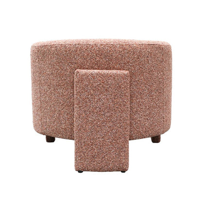 back detailing of blush textured armchair on a white background