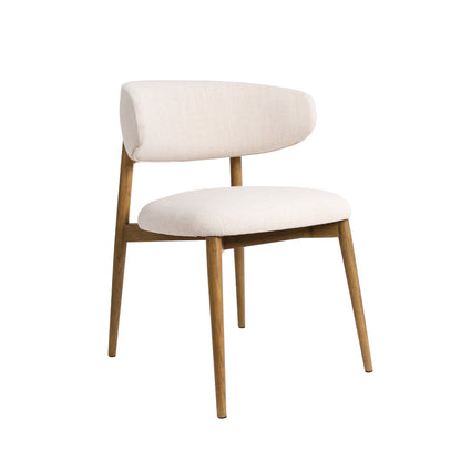 White chair with wooden legs on a white background