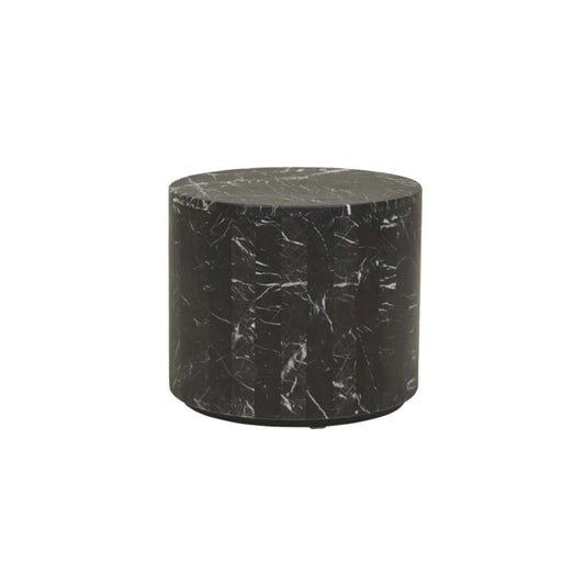 Elle Block Round Side Table Small - Black Marble