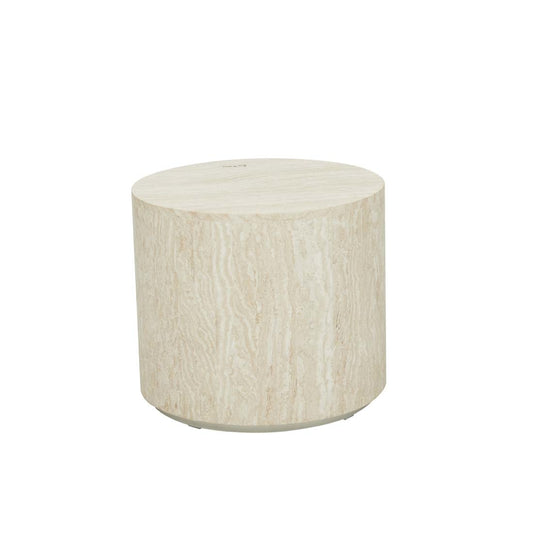Elle Block Round Side Table Small - Natural Travertine