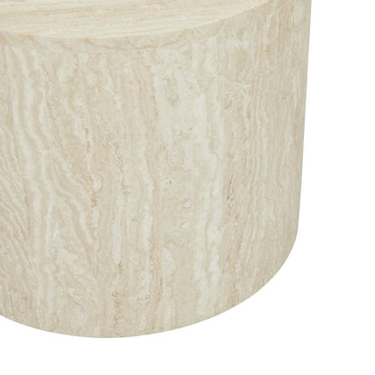 Elle Block Round Side Table Small - Natural Travertine