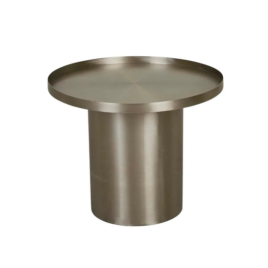 Elle Pedestal Lip Side Table - Brushed Stainless Steel