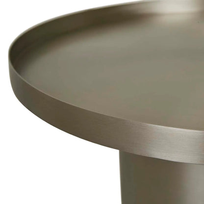 Elle Pedestal Lip Side Table - Brushed Stainless Steel