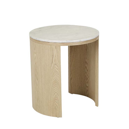 Oberon Crescent Marble Side Table - White