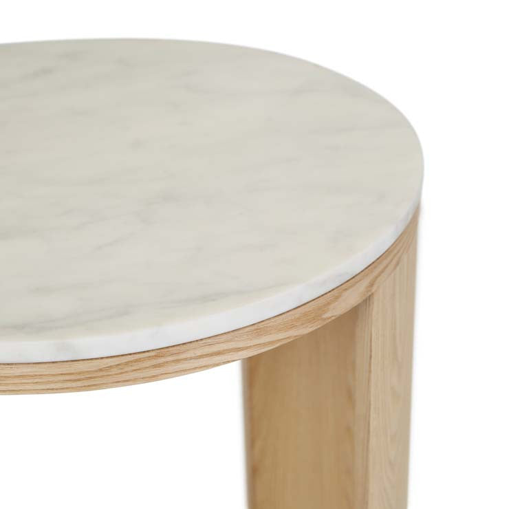 Oberon Crescent Marble Side Table - White