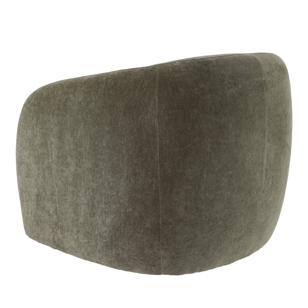 Moss velvet fabric on a swivel armchair on a white background