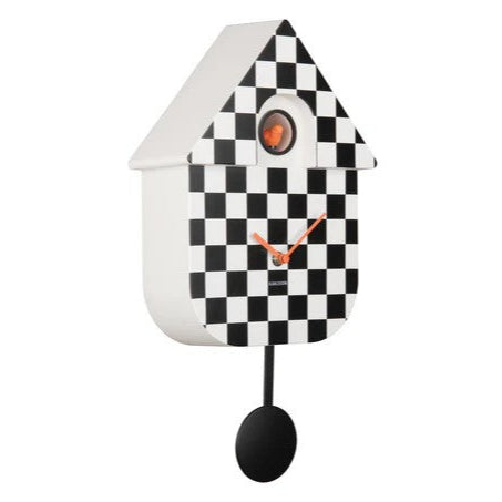 Modern Cuckoo Clock - White & Black Checker