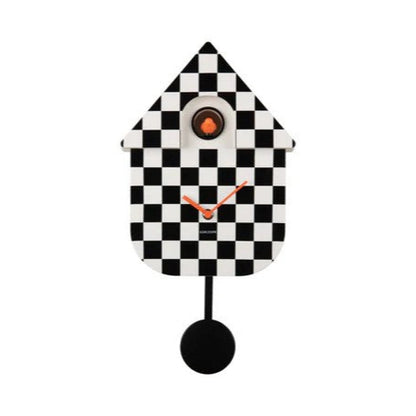 Modern Cuckoo Clock - White & Black Checker