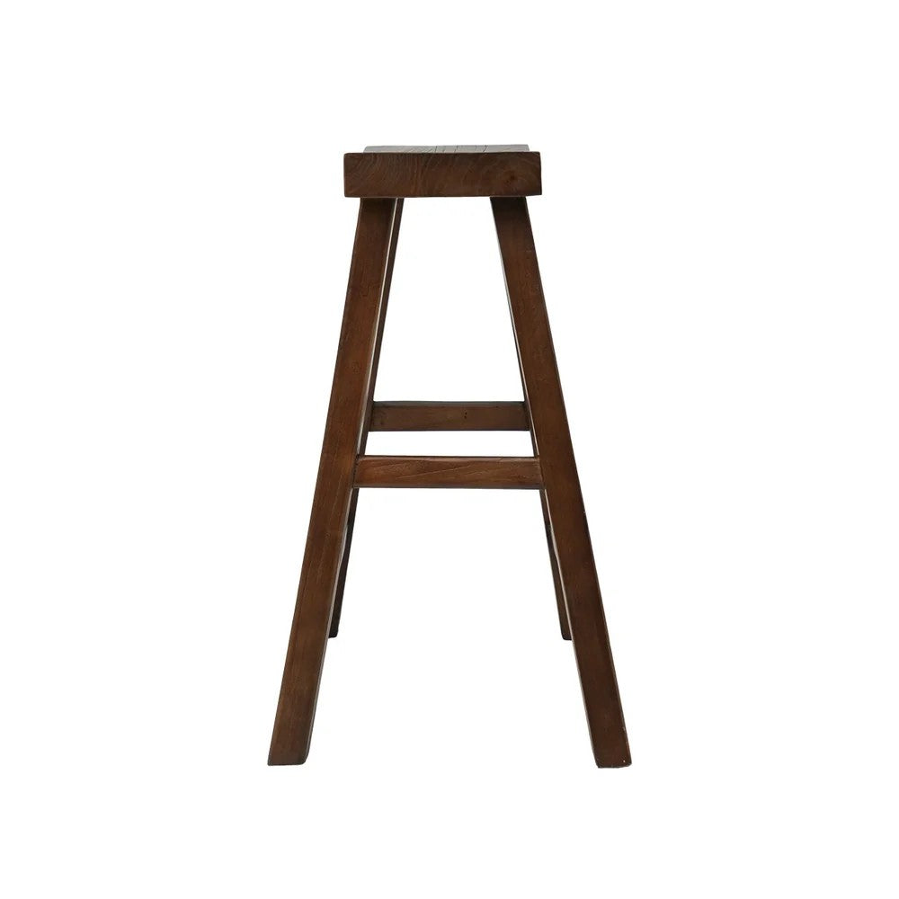 Wooden bar stool shown on a side profile - on a white background