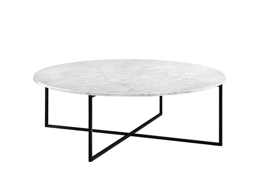 Elle Luxe Coffee Table - Black Base & White Marble