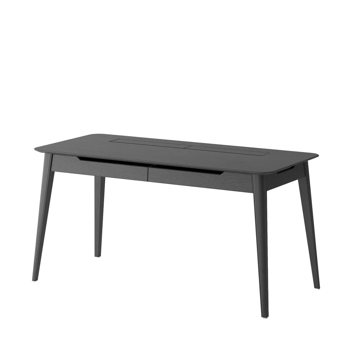 Black writing desk on a white background