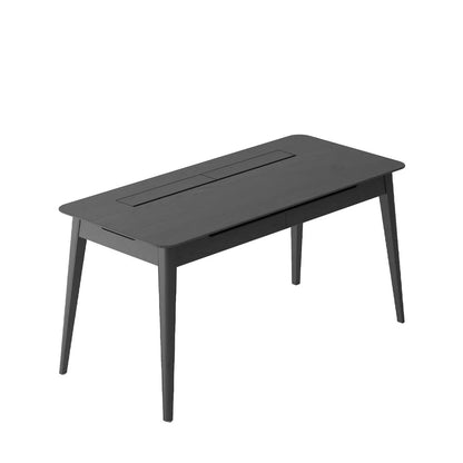 Black rectangular writing desk on a white background