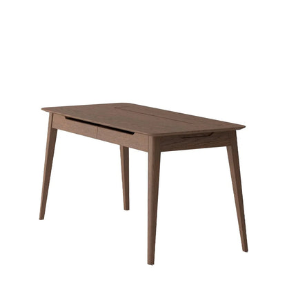 Wooden mid century desk on a white background