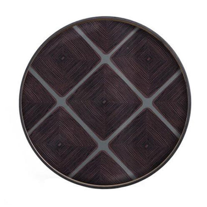 Tray - Round Linear Squares Mirror, Extra Large