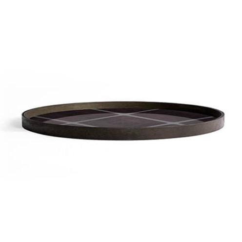 Tray - Round Linear Squares Mirror, Extra Large