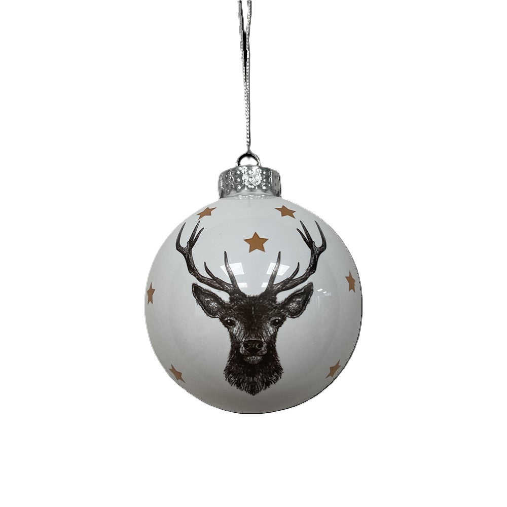 Christmas Stag Head Ball Decoration - Set of 6