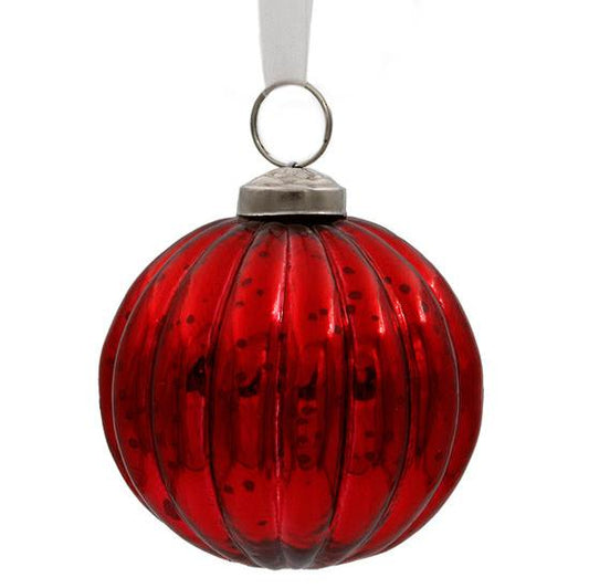 Christmas Ribbed Ball Decoration - Set of 6