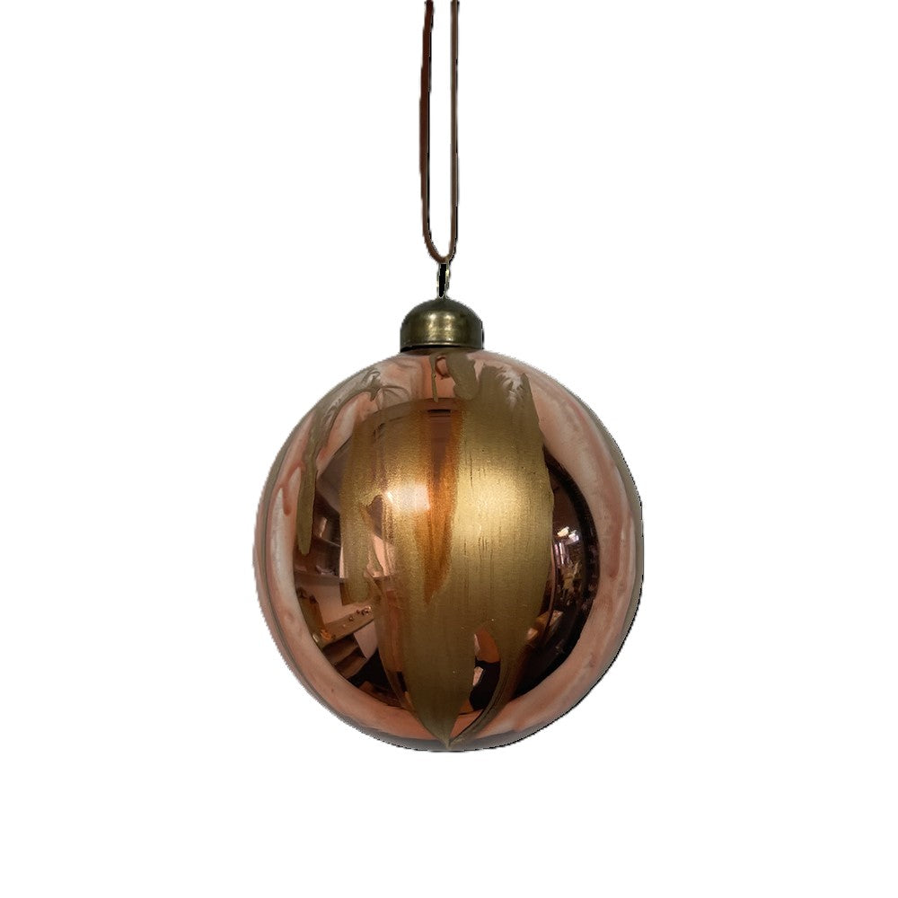 Christmas Bronze Marbled Ball Decoration - Set of 6