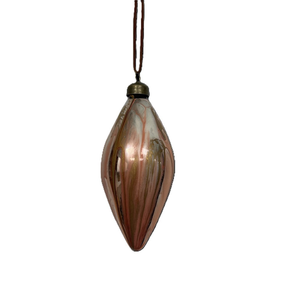 Christmas Bronze Marbled Olive Decoration - Set of 6