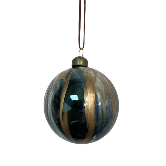 Christmas Green Marbled Ball Decoration - Set of 6