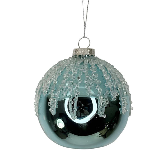 Christmas Frosted Blue Ball Decoration - Set of 6