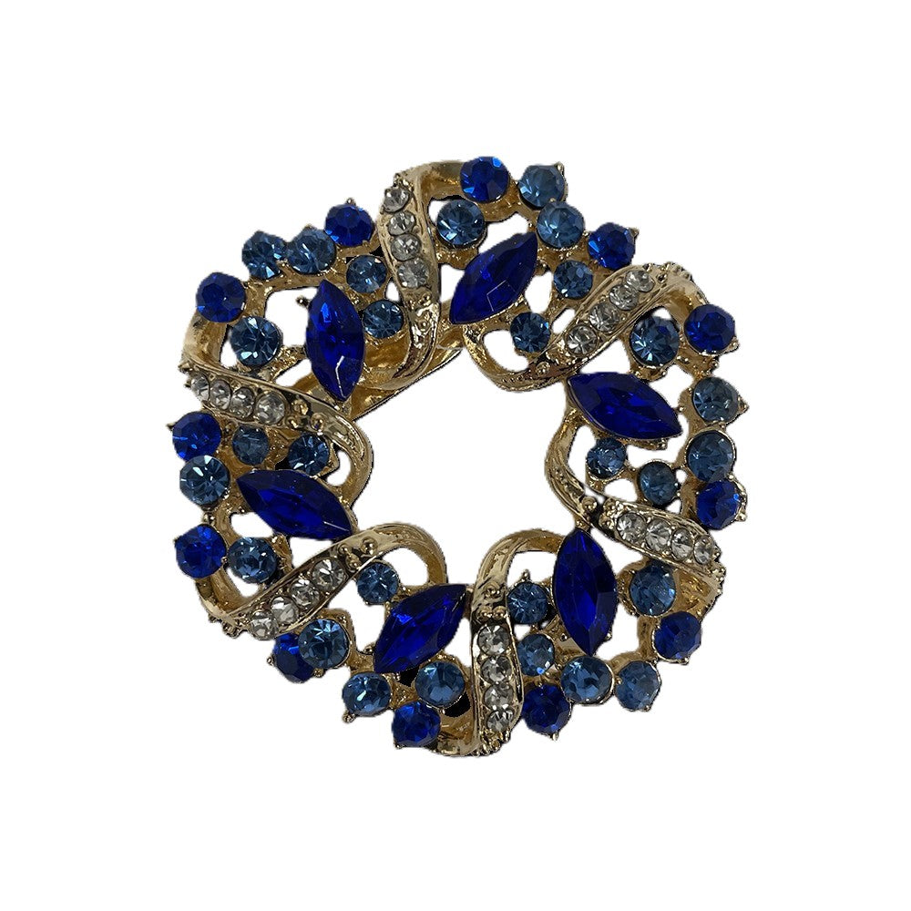 Christmas Blue Diamante Wreath Decoration - Set of 6