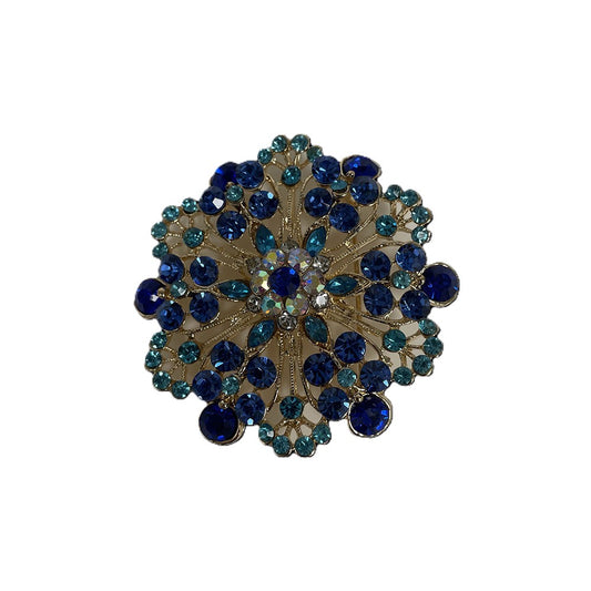 Christmas Blue Diamante Flower Decoration - Set of 6