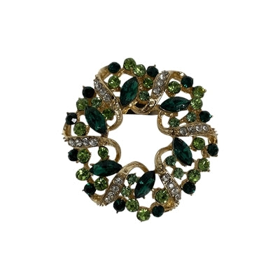 Christmas Green Diamante Wreath Decoration - Set of 6