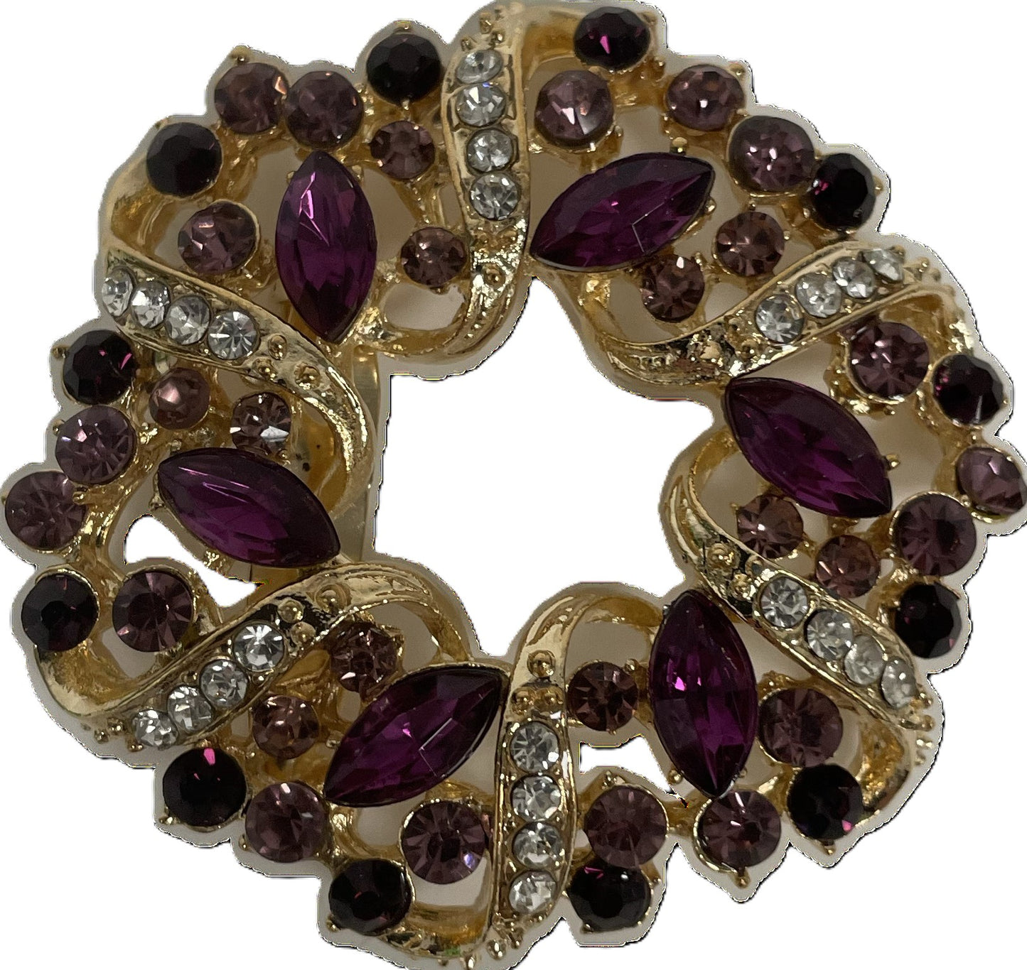 Christmas Purple Diamante Wreath Decoration - Set of 6