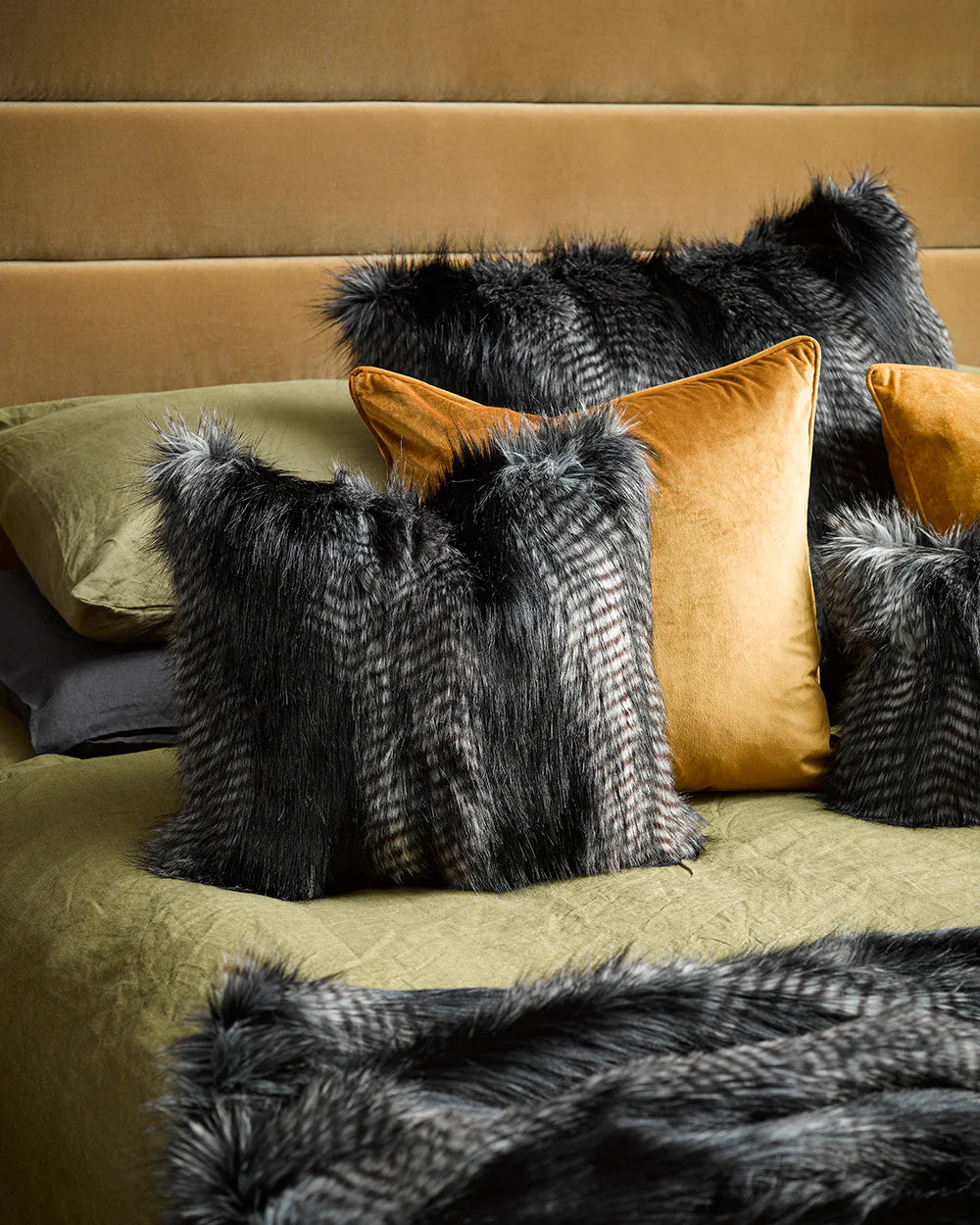 Fur Cushion - Black Coyote (3 Sizes)