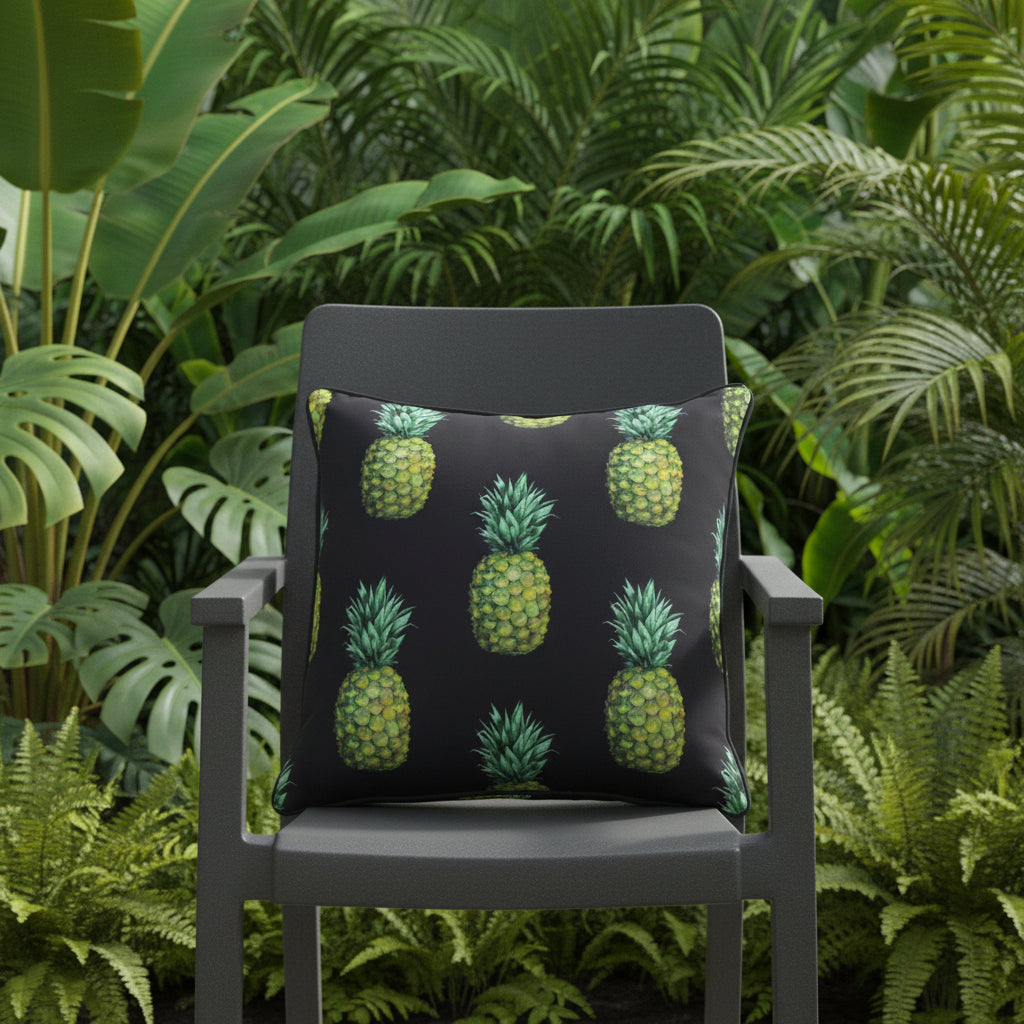 Pillow with pineapple pattern on a plain background