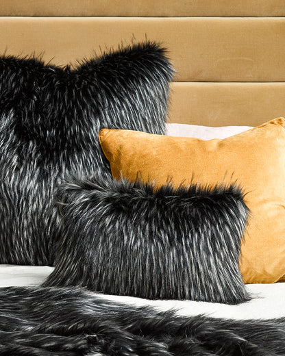 Fur Cushion - Ebony Plume (3 Sizes)