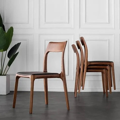 Ashton Dining Chair - Black Leather Seat