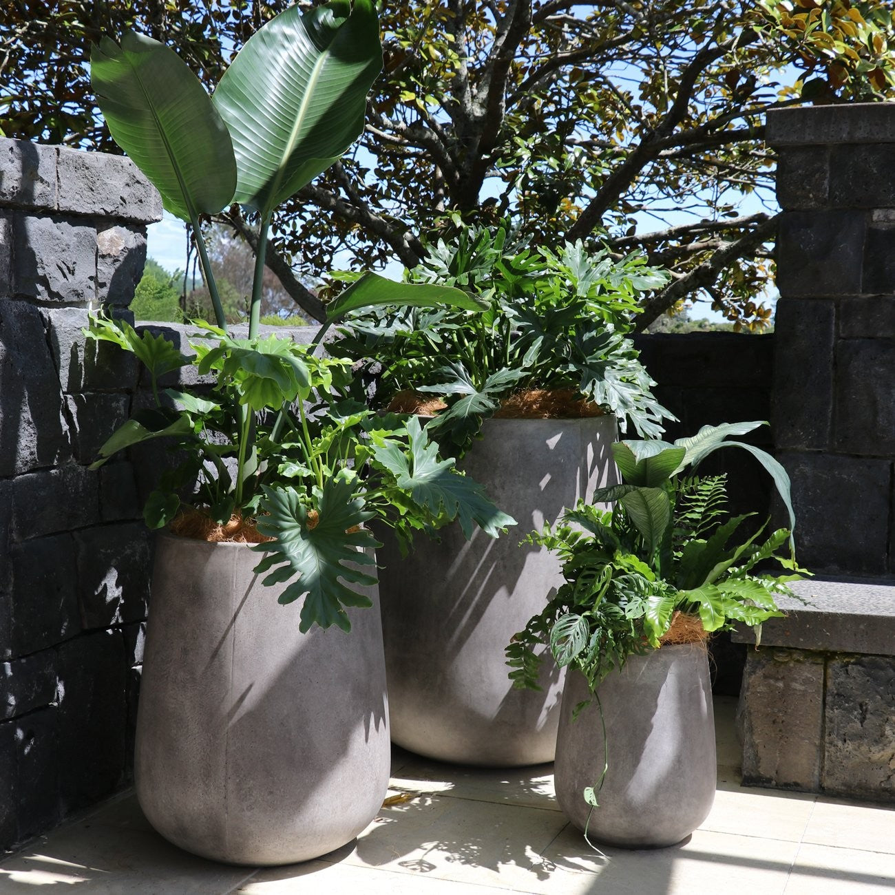 Karamea Outdoor Planter - Weathered Cement (3 Sizes)