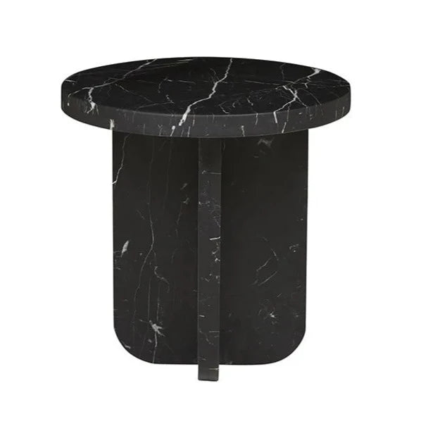 Amara Curve Side Table - Black Marble