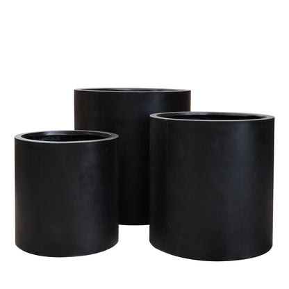 Mikonui Cylinder Outdoor Planter - Black (3 Sizes)
