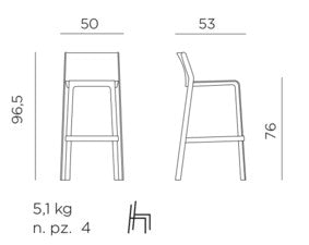 Trent Outdoor High Bar Stool - White