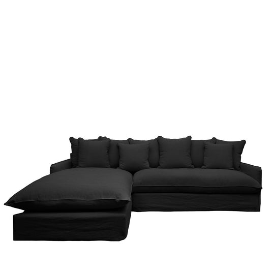 Lotus Slipcover Modular Sofa (L.H.S Chaise) - Carbon