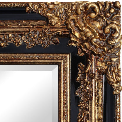 Ornate Mirror - Black and Antique Gold