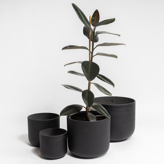 Rustie Planter Pots, Black - Set of 4