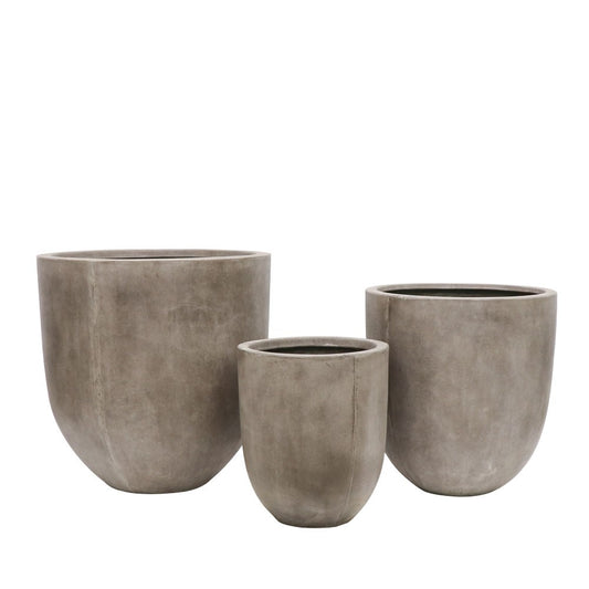 Kandara Short Outdoor Planters - Weathered Cement (3 Sizes)