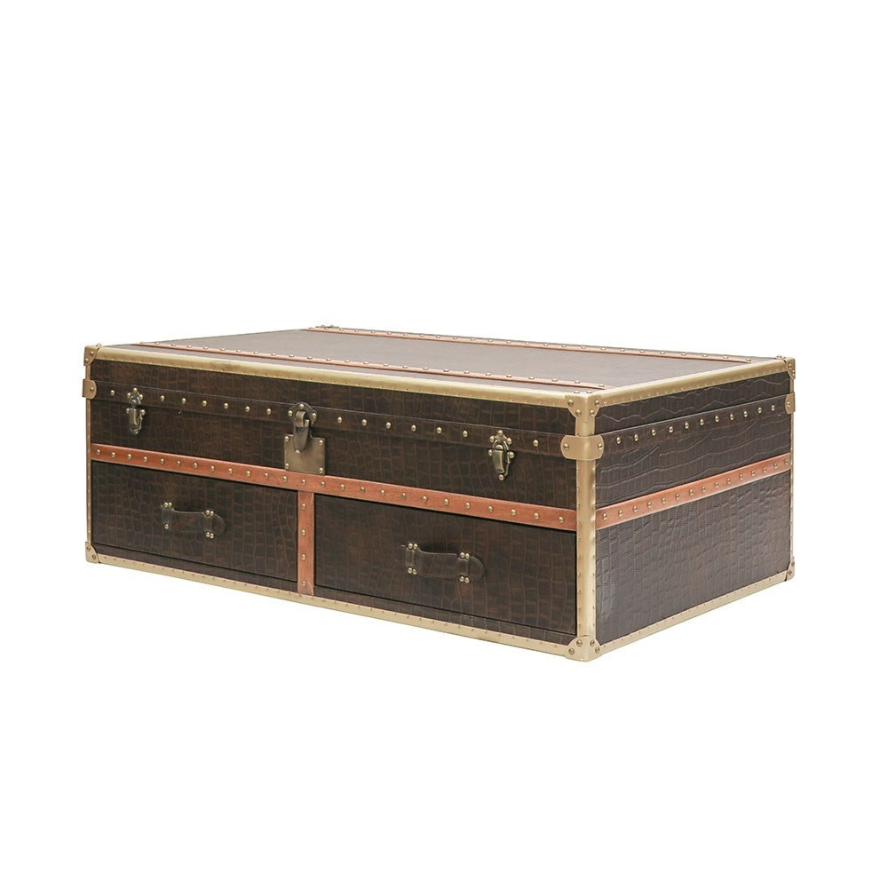 Trunk Coffee Table - Aged Brown Leather