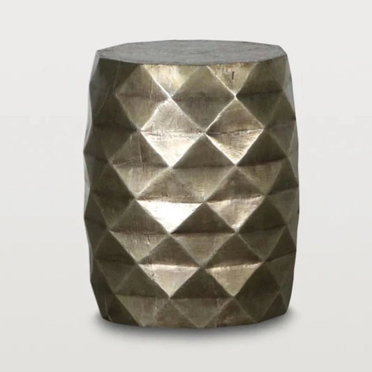 Diamond Side Table/Stool - Aged Silver