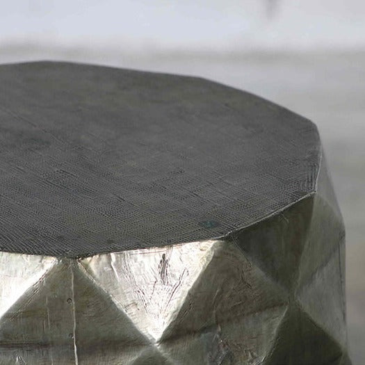 Diamond Side Table/Stool - Aged Silver
