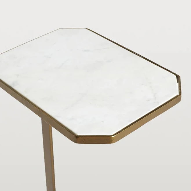 Sofa Table – Octagonal (White Marble/Antique Brass)